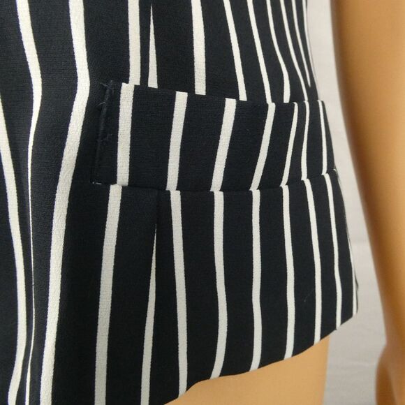 Arganni Gerolamo Short Sleeve Button Up Striped Career Vintage Blouse Black Gold - Picture 6 of 8